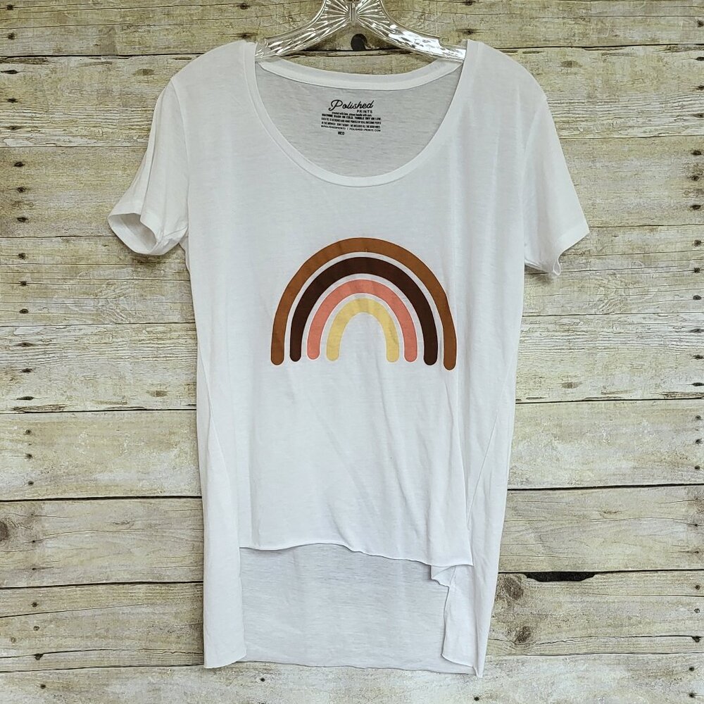 LNWOT Polished Prints Rainbow T-Shirt Earthtones Medium Made in USA